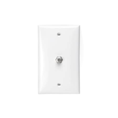 Leviton Flush Mt Singlegang Wallplate, With 1 F Connector, White 80781-W